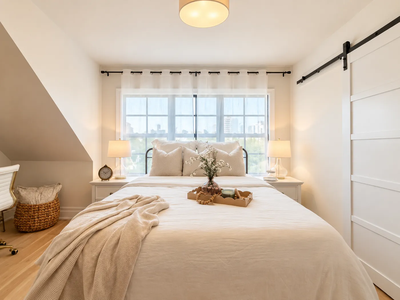 The Suite's bedroom with soft linens