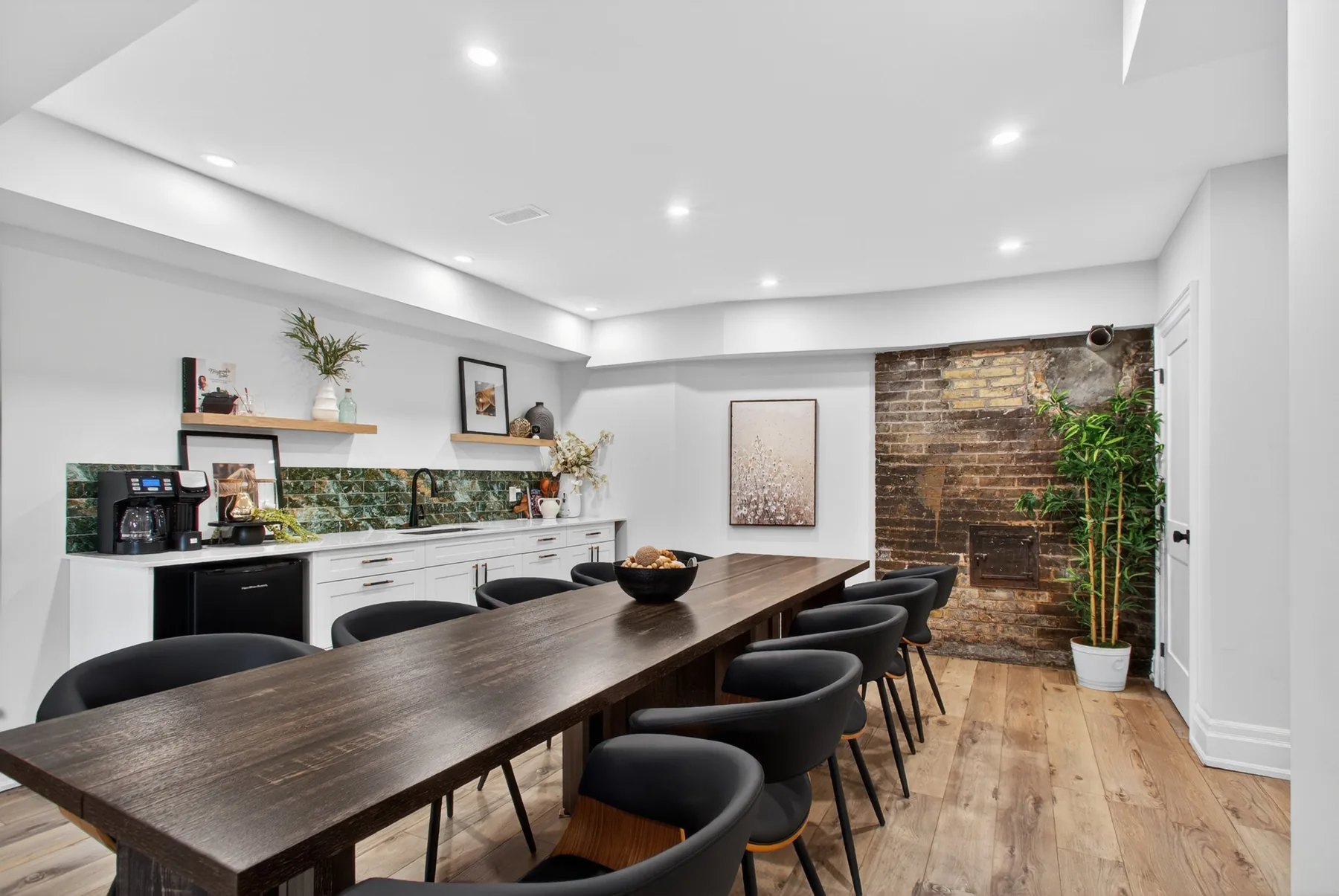 Boardroom-style harvest table in The Vault